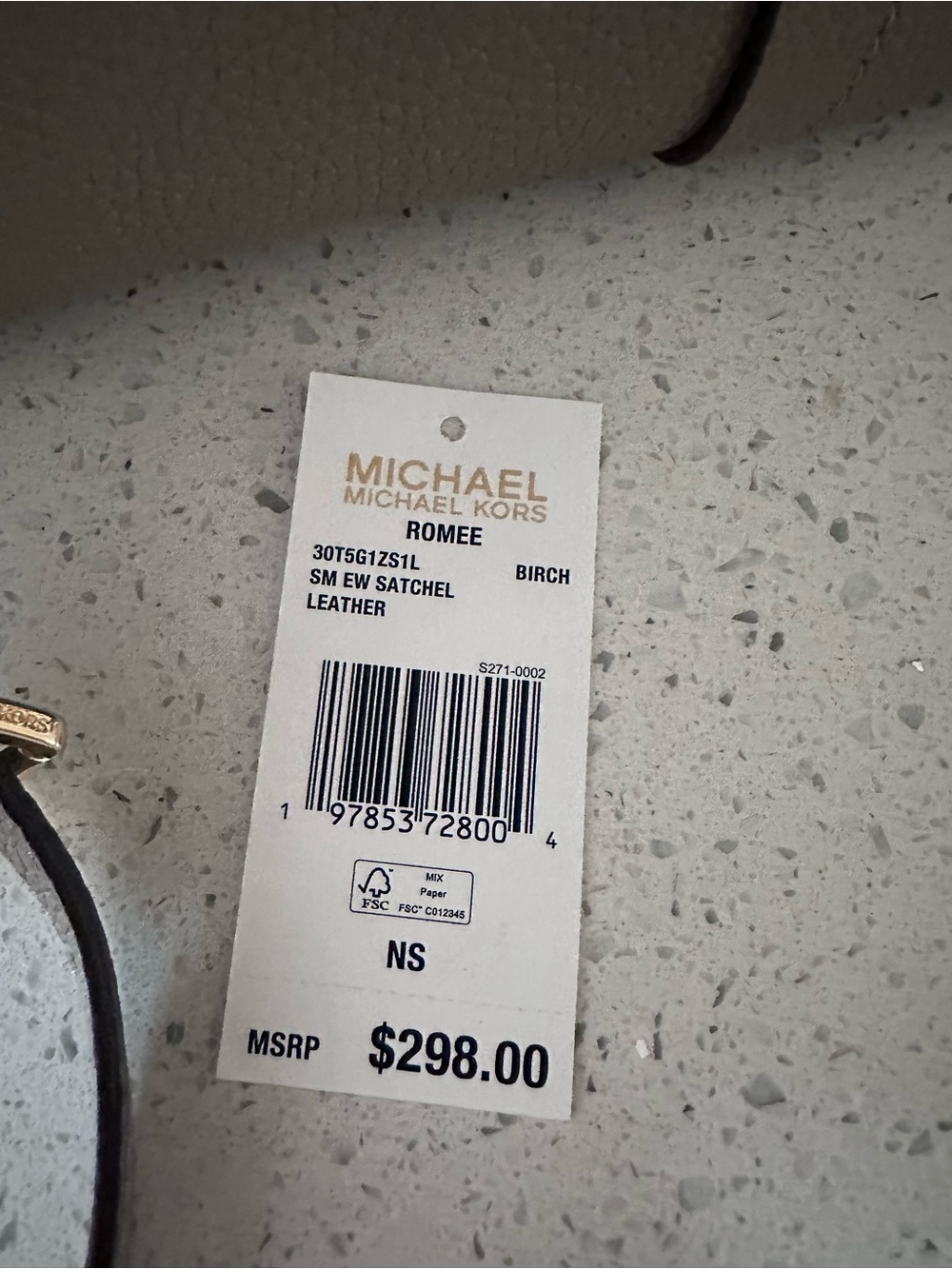 Michael Kors "Romee" east-west satchel bag, leather, Birch - Picture 5 of 5